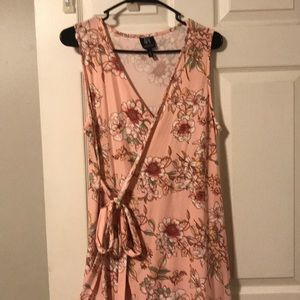 Pink Floral Wrap Dress